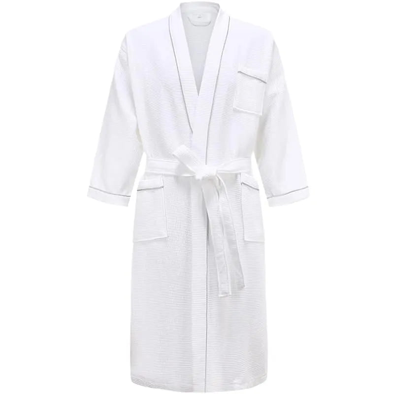 Peignoir élégant en nid d'abeille avec liseré pour homme Peignoir et bain