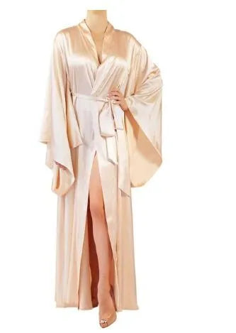 Peignoir élégant femme style kimono pour nuit romantique rose Peignoir et bain