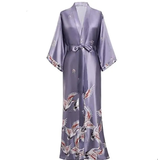 Peignoir élégant imprimé oiseaux pour femme mauve / xl Peignoir et bain