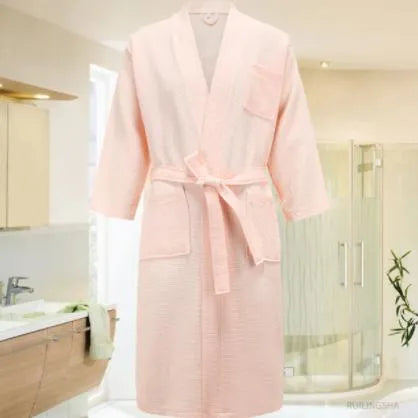 Peignoir élégant nid d'abeille homme uni confortable rose / m Peignoir et bain