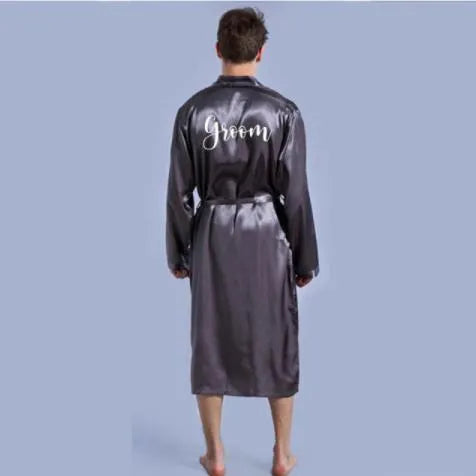 Peignoir élégant pour homme style mariage chic gris / m Peignoir et bain