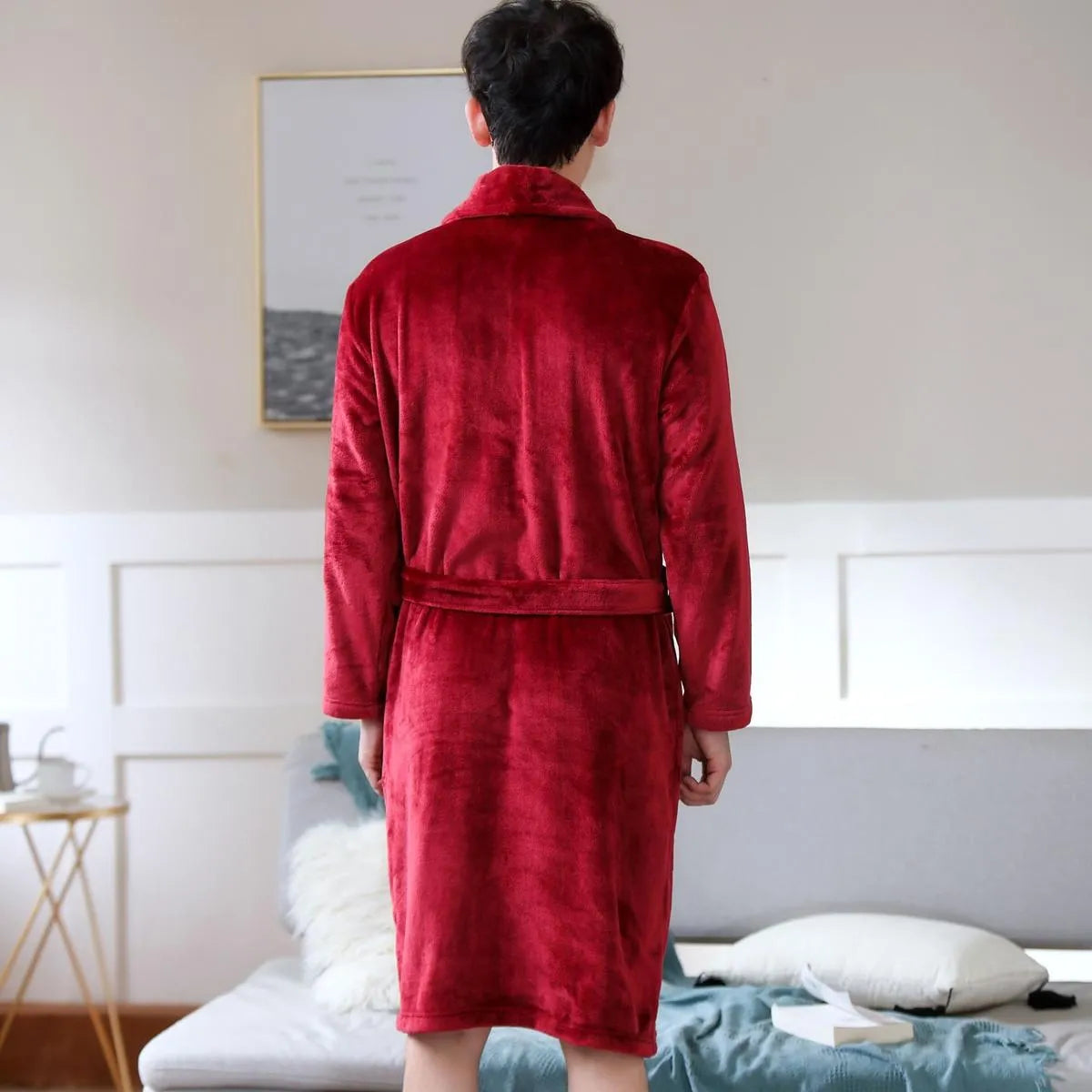 Peignoir élégant rouge vin pour moments cocooning Peignoir et bain