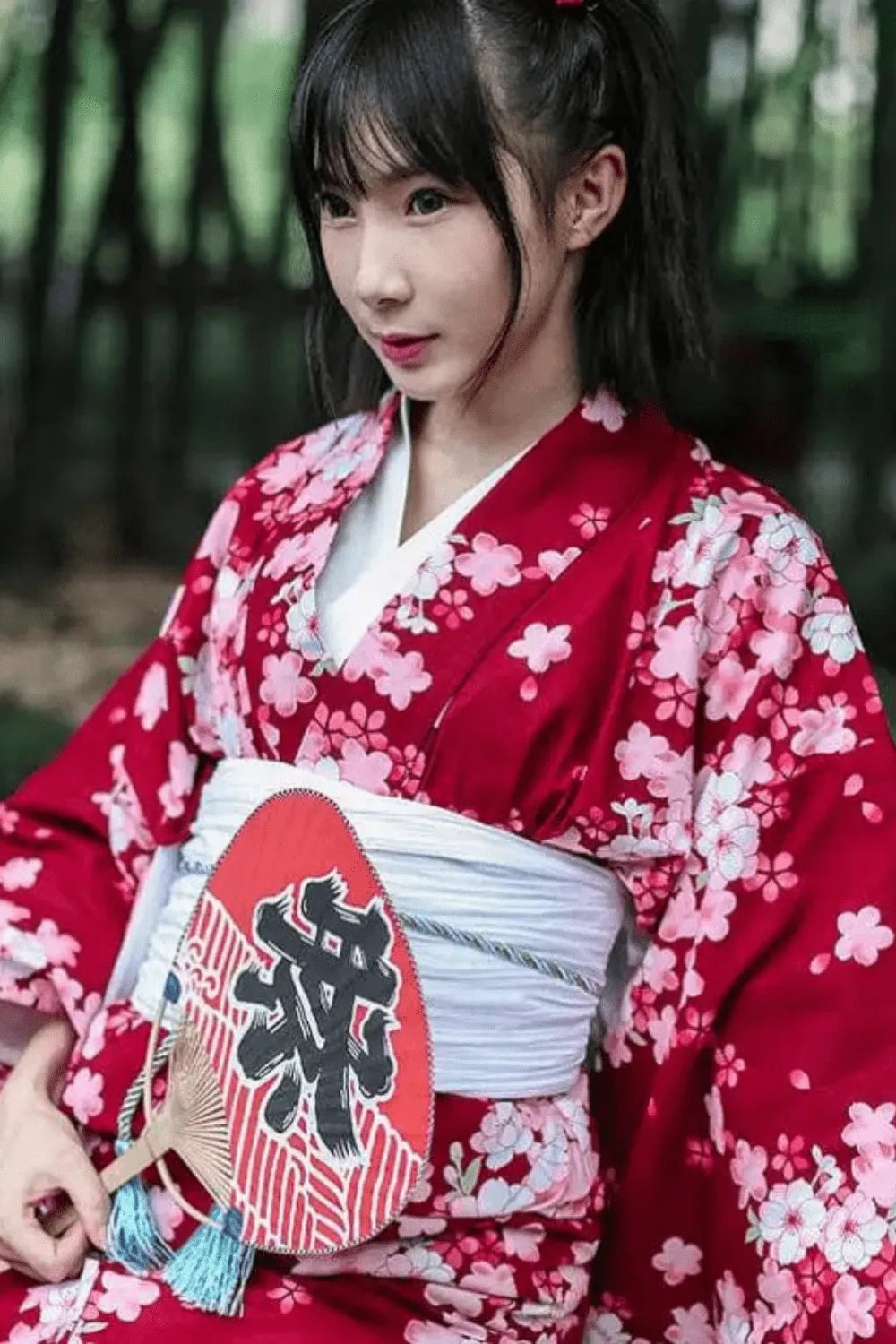 Peignoir élégant style geisha pour femme Rouge / Taille unique Peignoir et bain