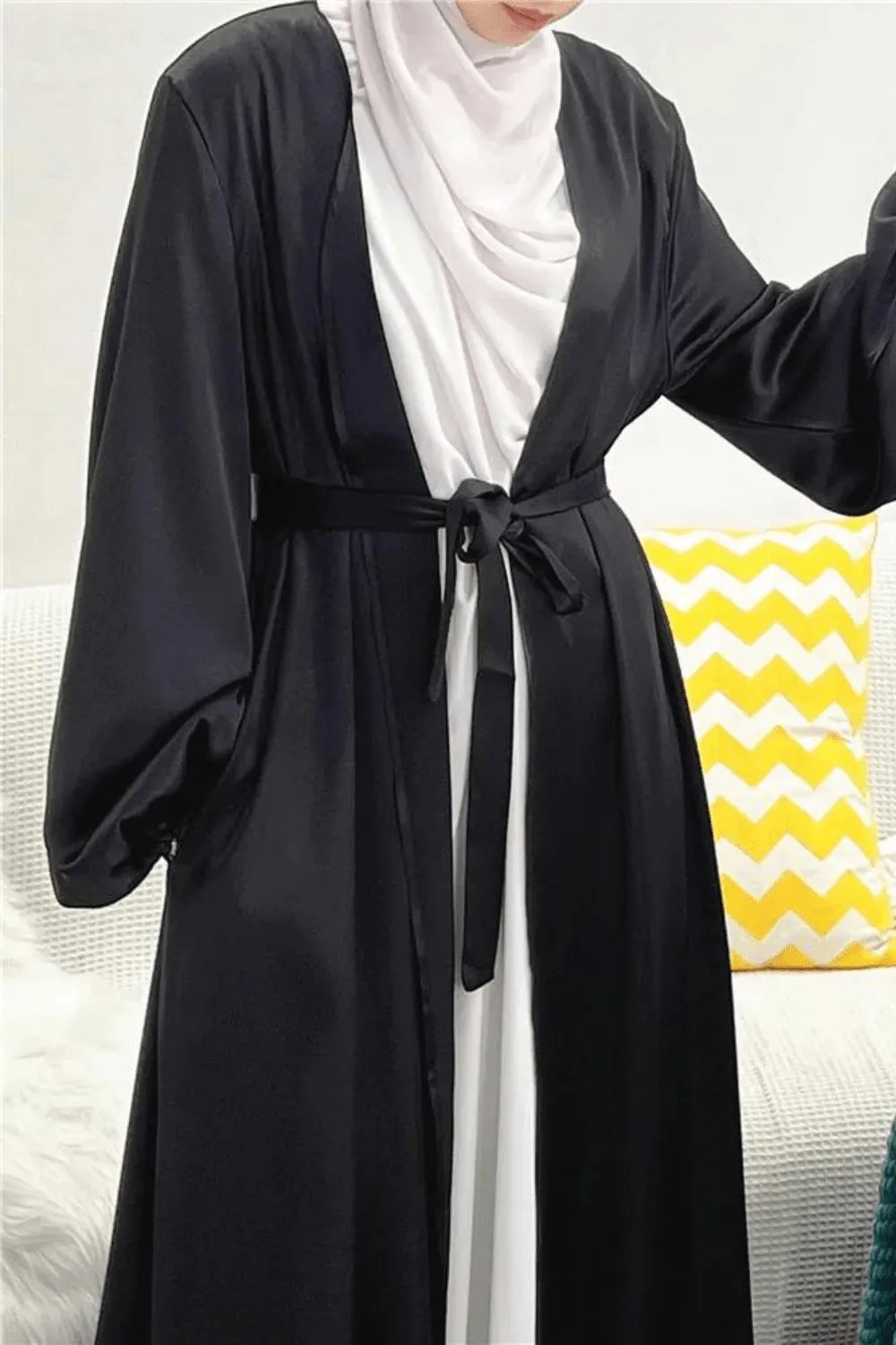 Peignoir élégant style kimono pour femme Noir / XXL Peignoir et bain