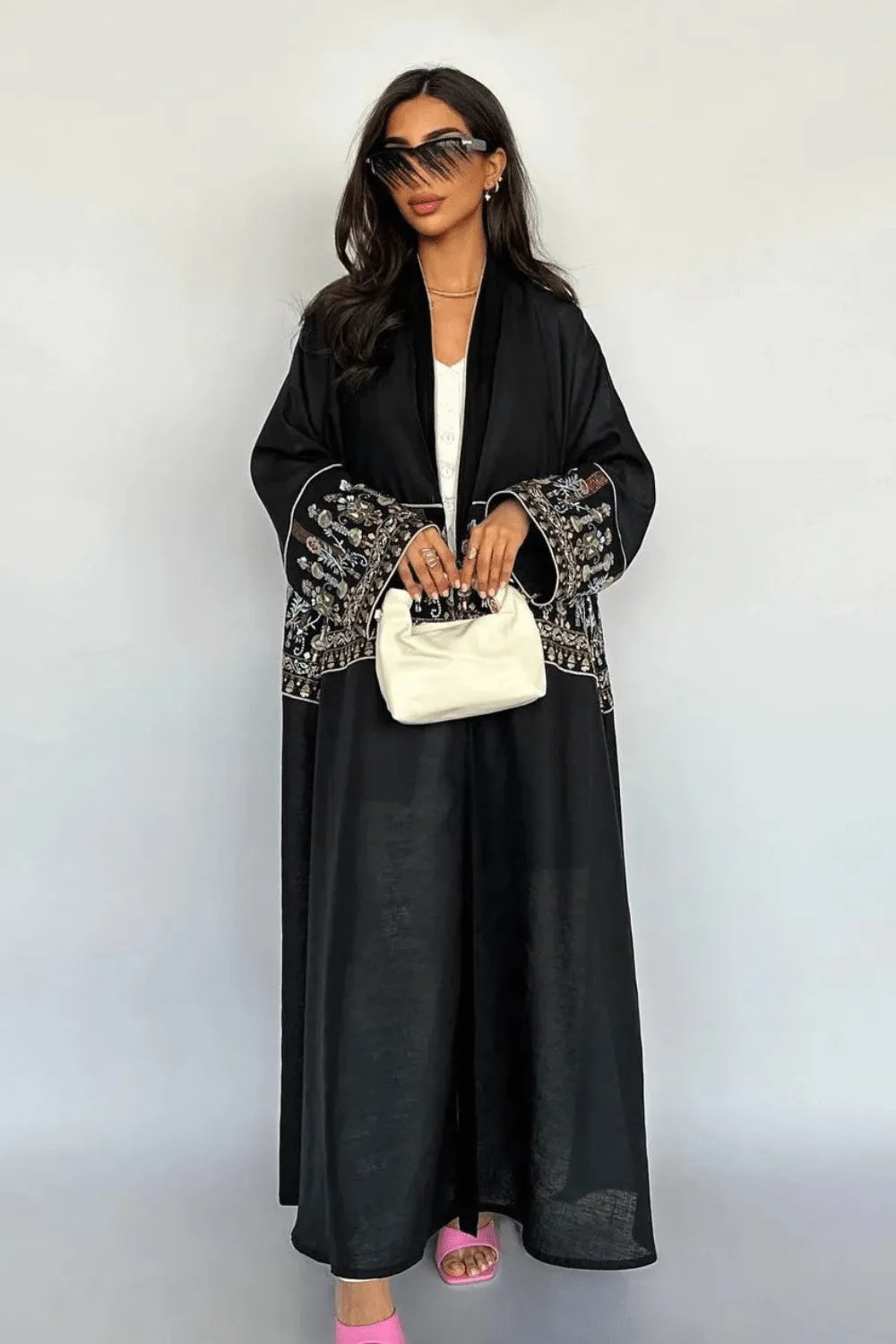 Peignoir élégant style kimono pour moments de détente Noir / XXL Peignoir et bain