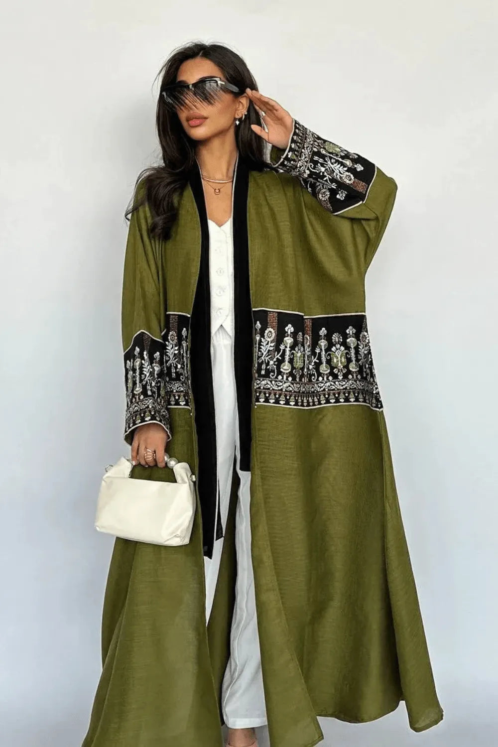 Peignoir élégant style kimono pour moments de détente Vert / XXL Peignoir et bain