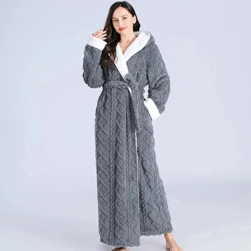 Peignoir élégant uni long pour femme relaxation maison Peignoir et bain