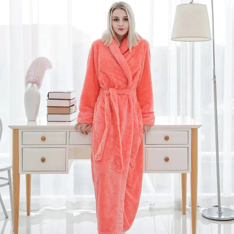 Peignoir en peluche effet molleton cocooning hiver orange / s Peignoir et bain