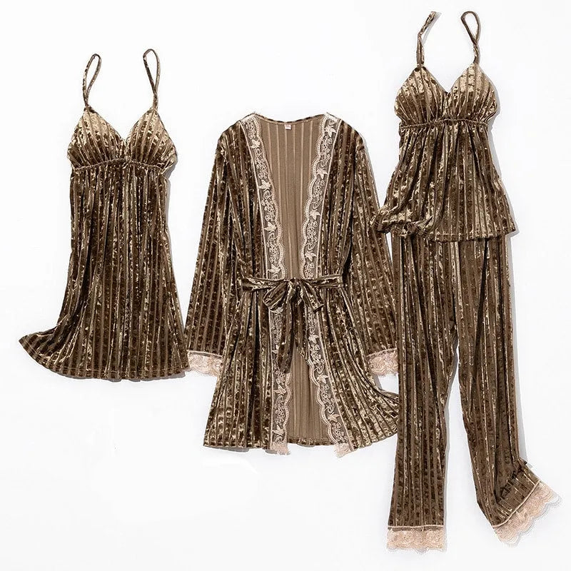 Peignoir en velours côtelé élégant et confortable marron / s Peignoir et bain