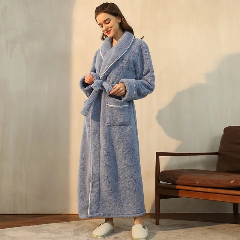 Peignoir en velours élégant pour femme bleu clair / m Peignoir et bain