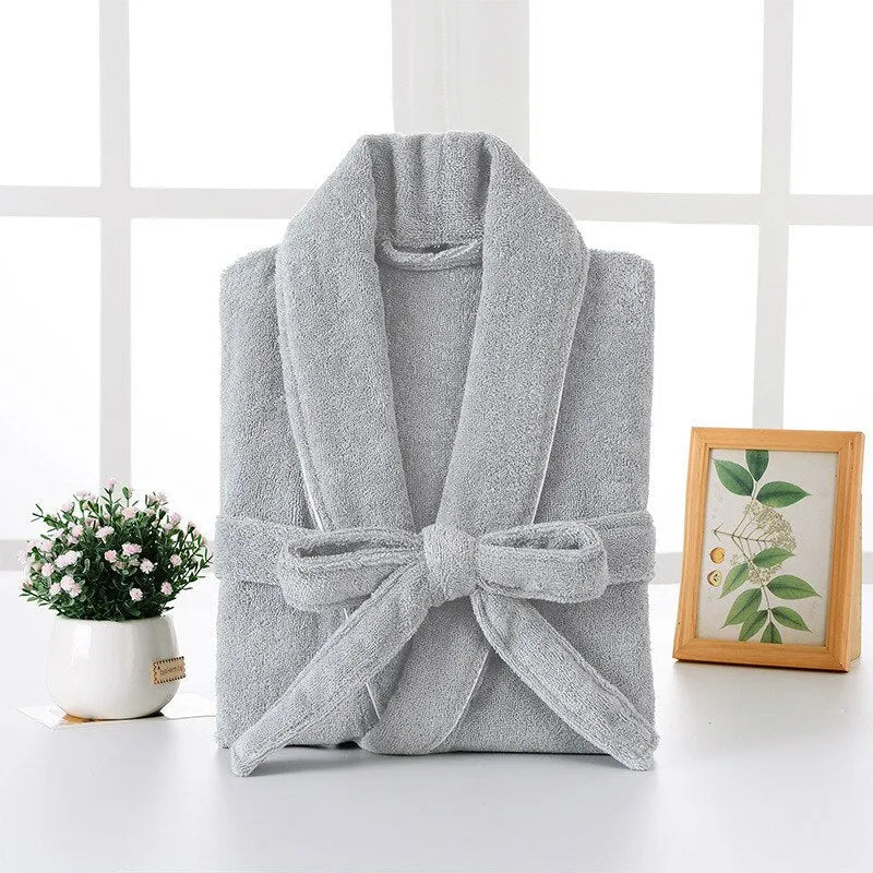 Peignoir éponge doux 100 coton pour détente à la maison gris / s Peignoir et bain