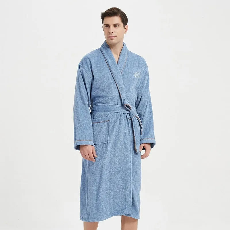 Peignoir éponge doux et absorbant pour femme bleu / m Peignoir et bain