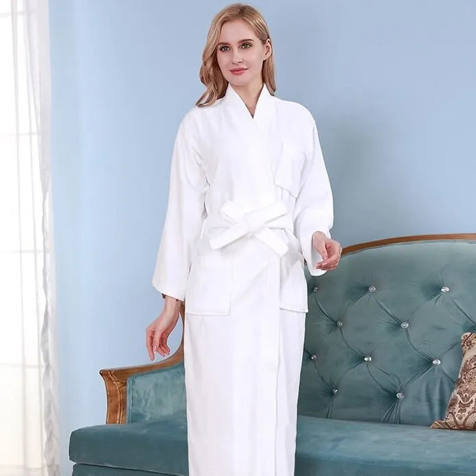 Peignoir éponge doux pour femme cocooning élégant blanc / s Peignoir et bain