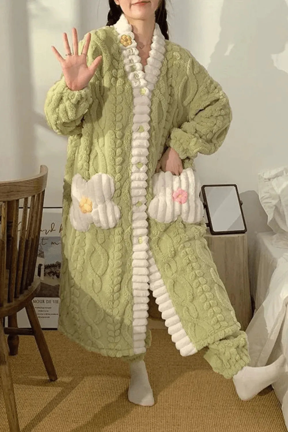 Peignoir bouton élégant pour femme