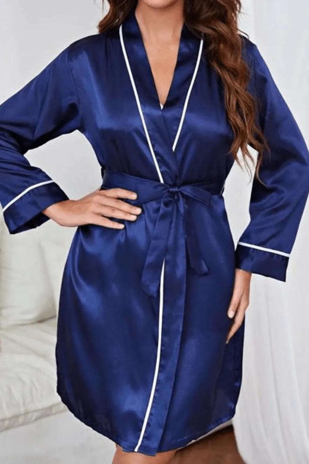 Peignoir élégant femme style kimono pour détente