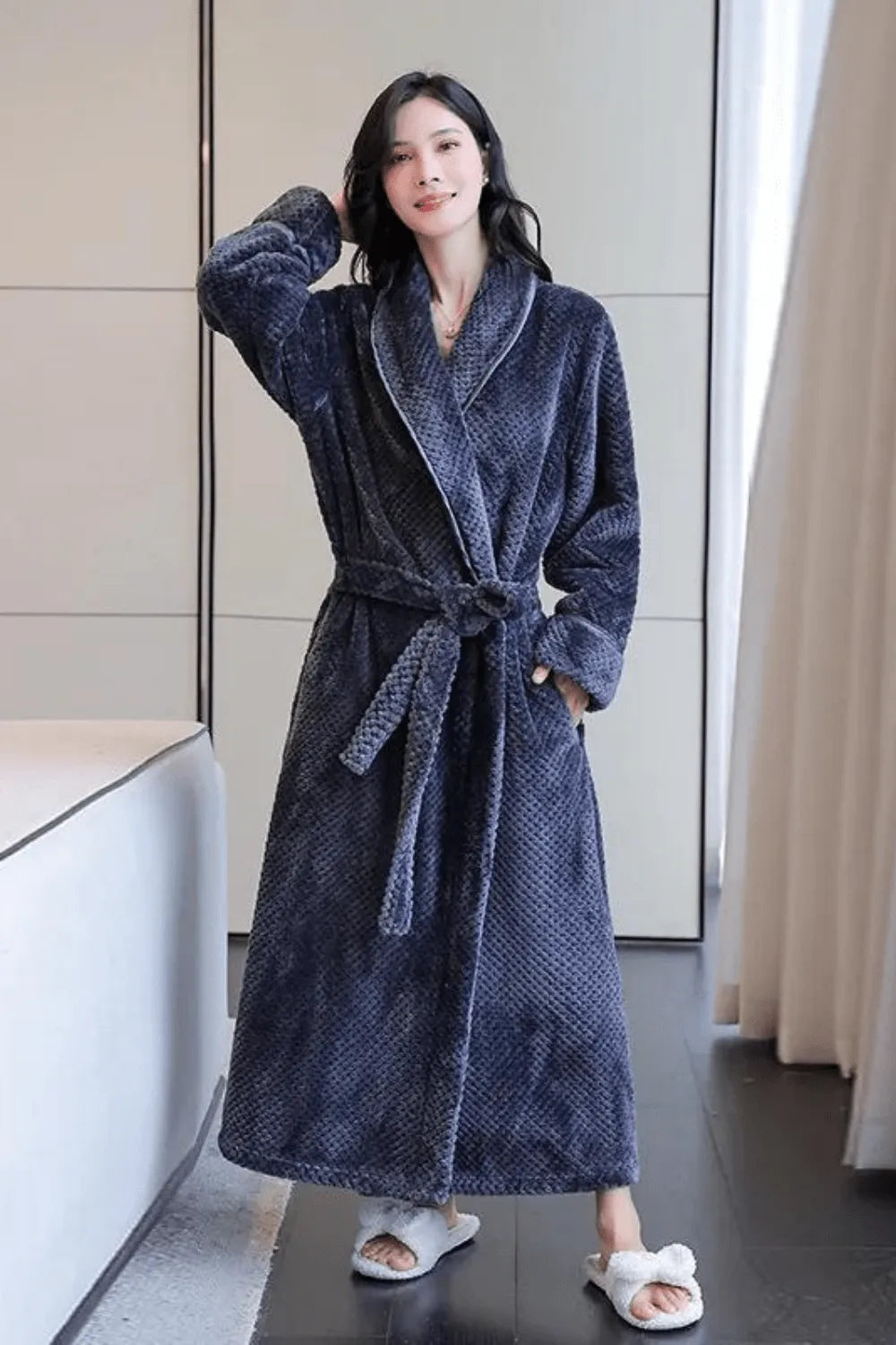 Peignoir cocooning femme doux pour soirées d'hiver