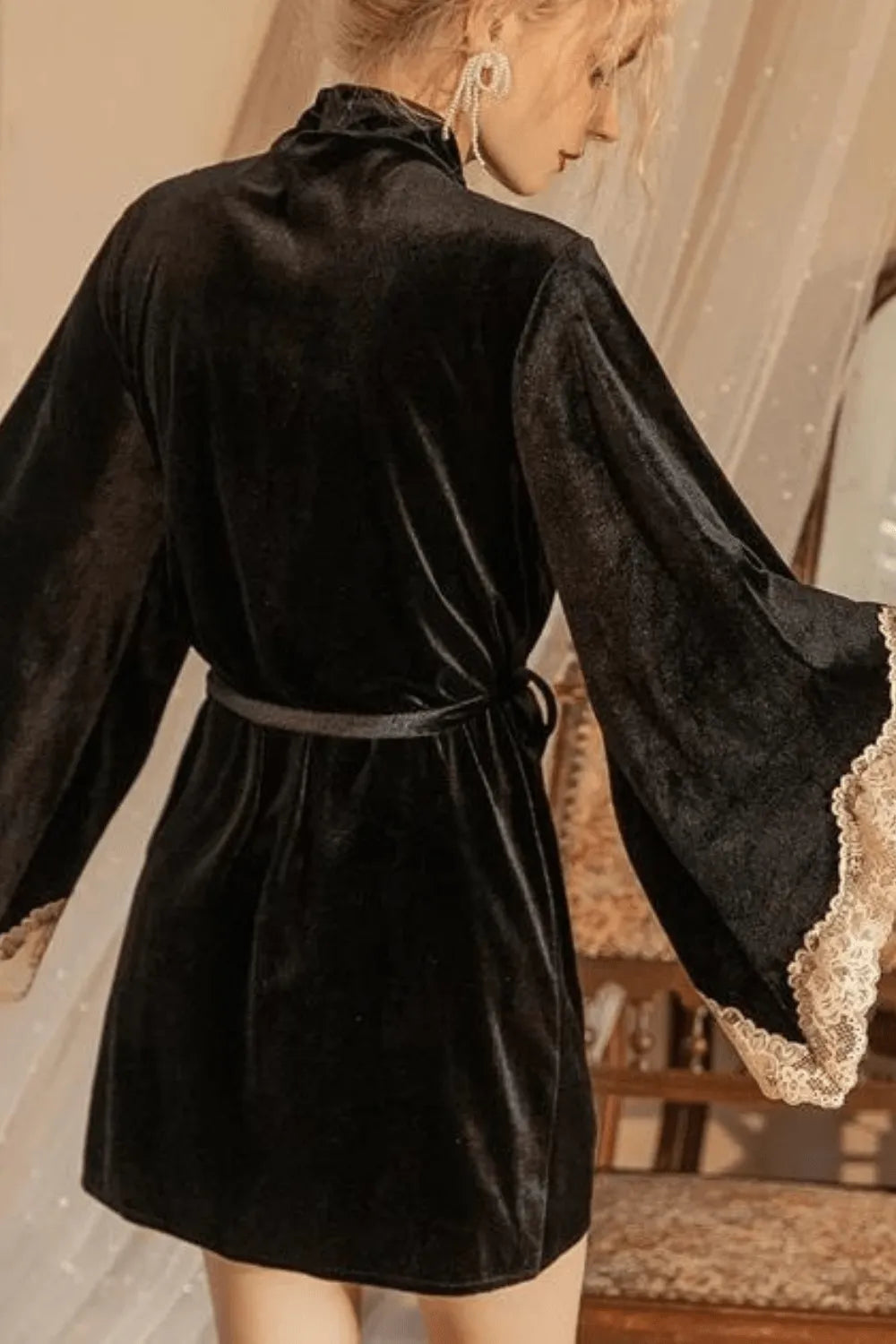 Peignoir glamour en velours pour détente femme