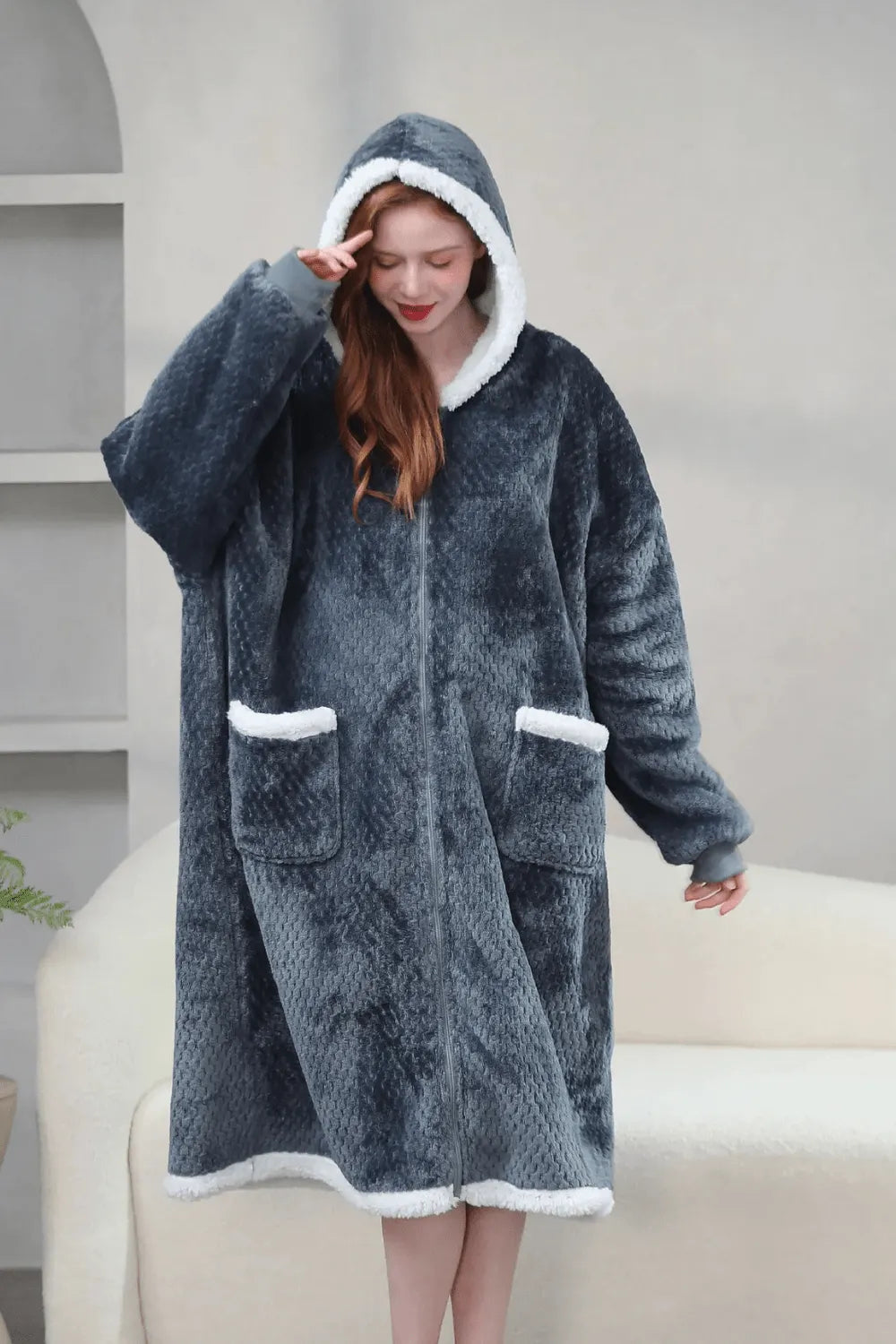 Peignoir zippé chaud pour femme ambiance cocooning