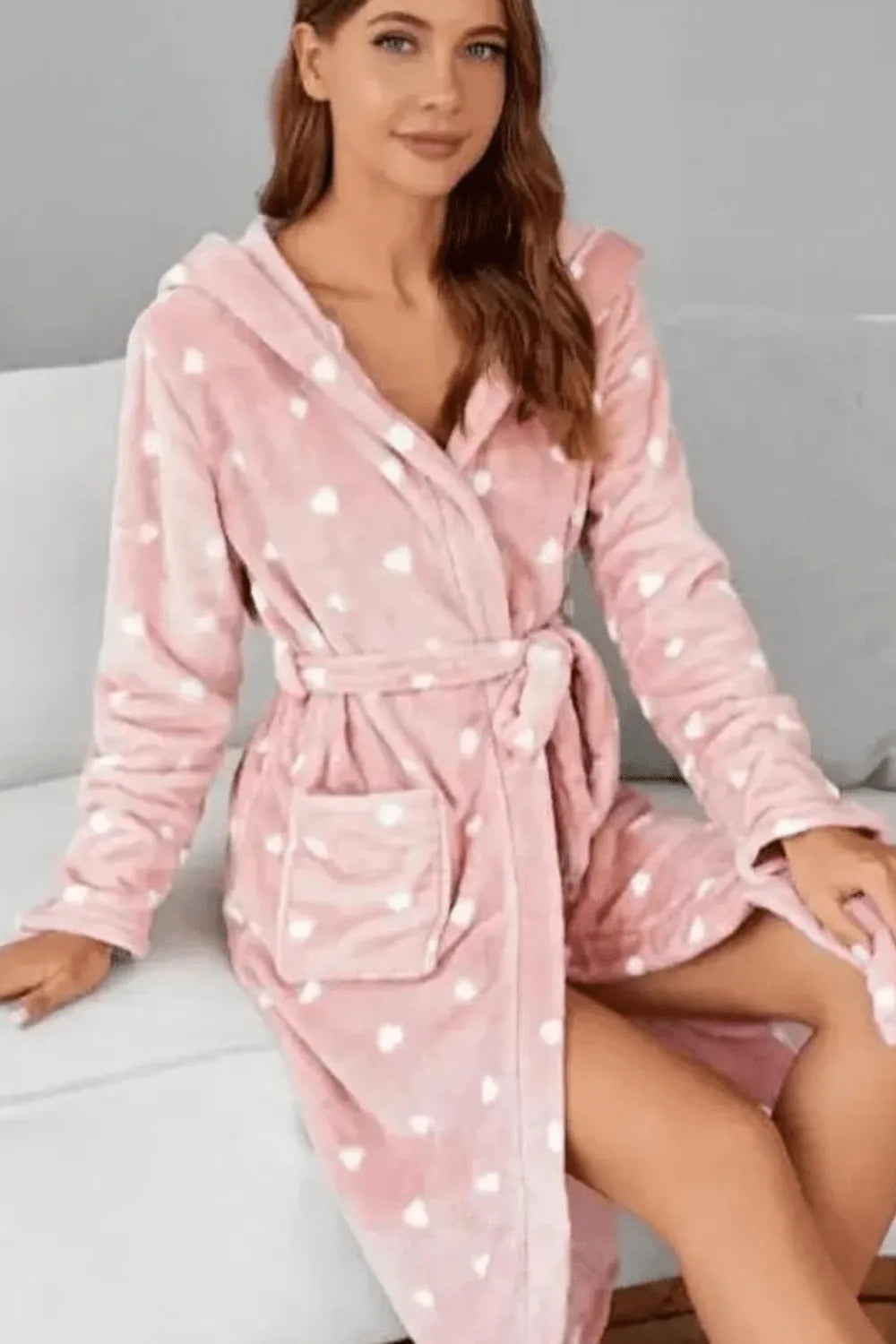 Peignoir doux rose pour femme ambiance cocooning