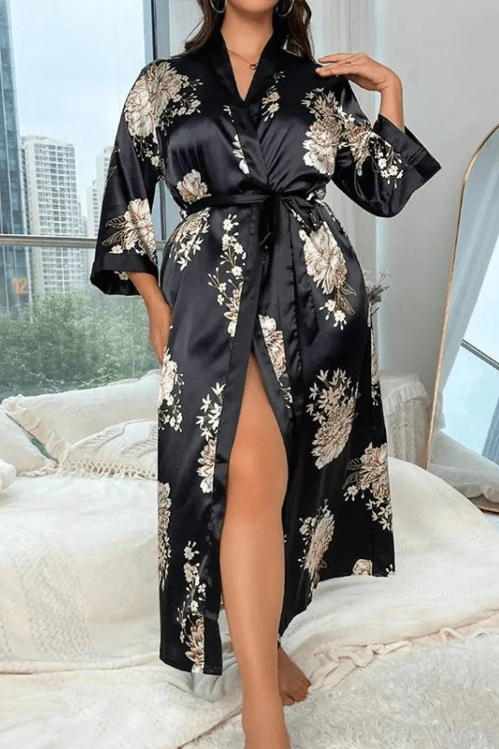 Peignoir kimono élégant long pour femme