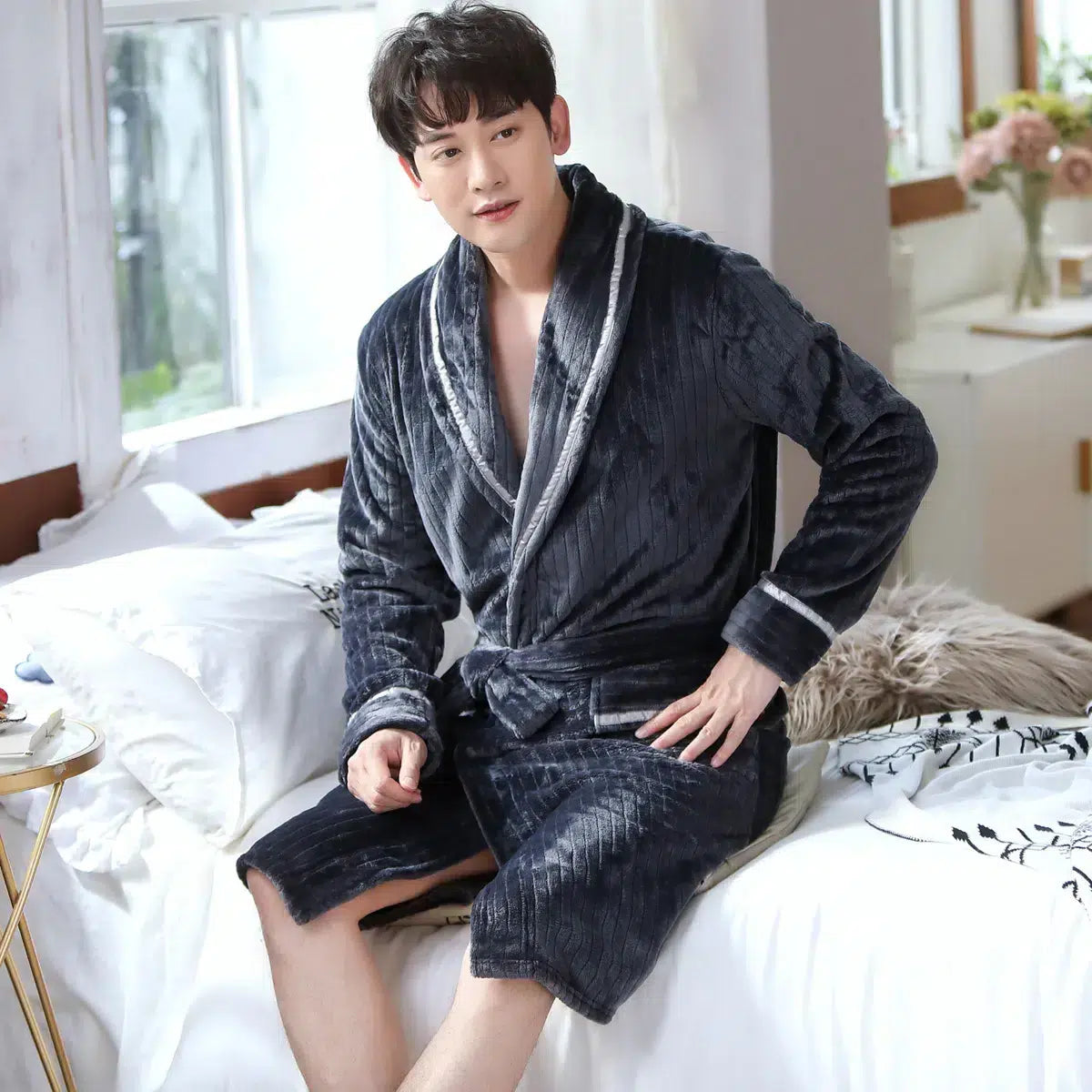 Peignoir flanelle douillet pour soirées cocooning Peignoir et bain