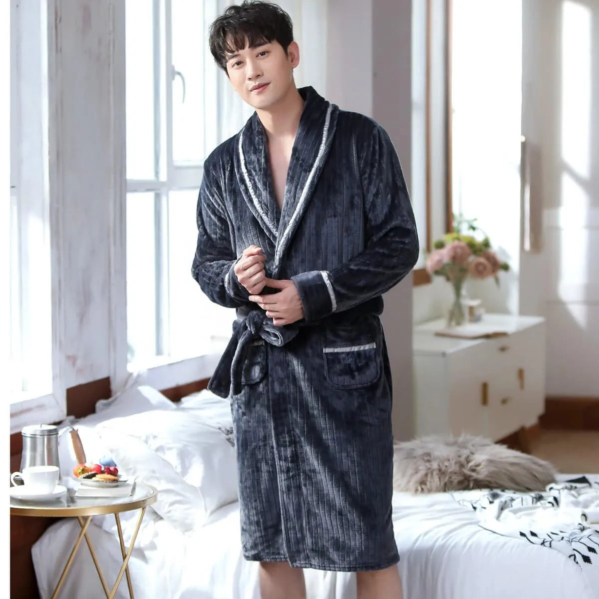 Peignoir flanelle douillet pour soirées cocooning Peignoir et bain