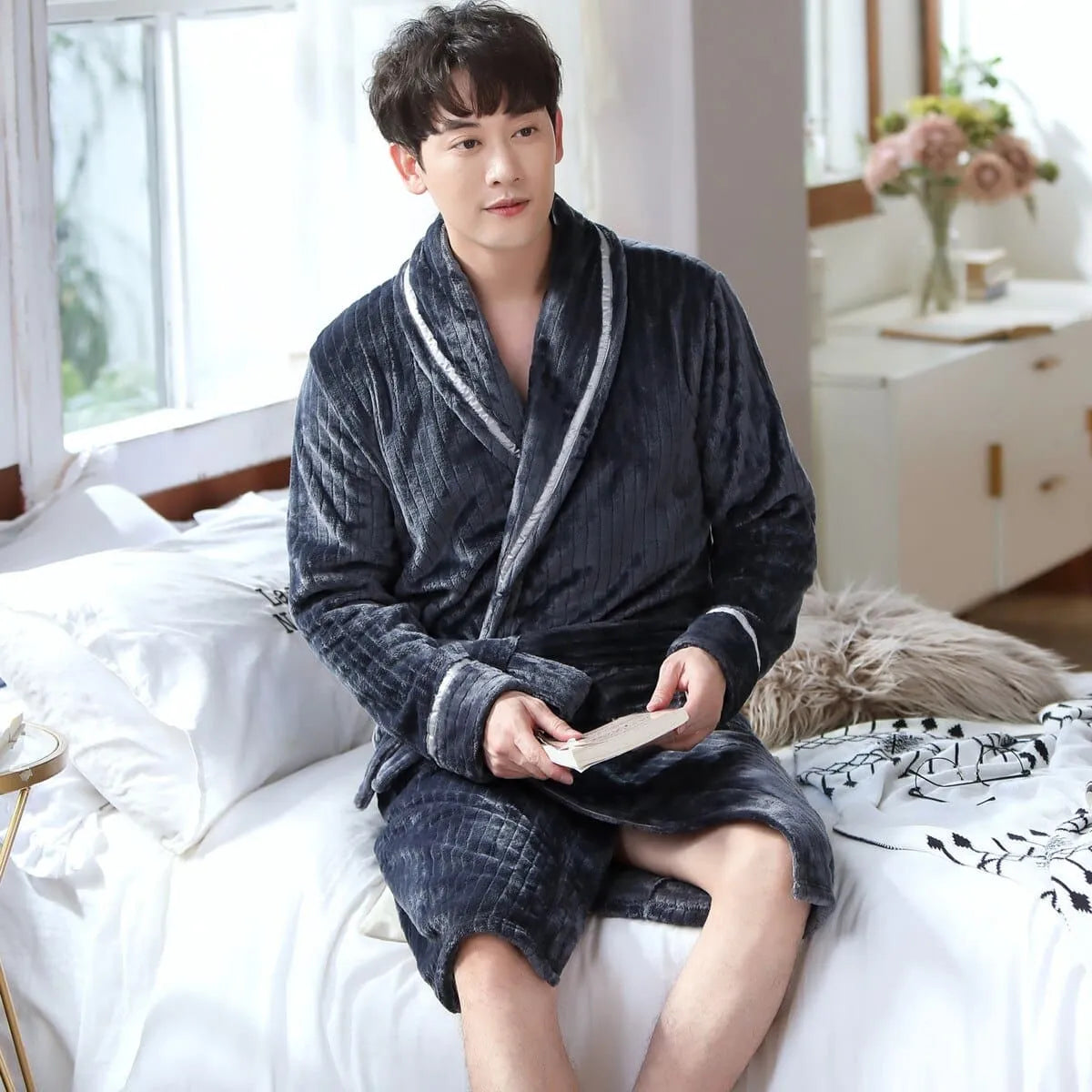 Peignoir flanelle douillet pour soirées cocooning Peignoir et bain