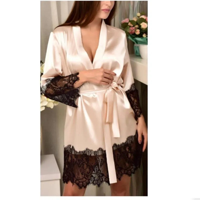 Peignoir glamour élégant pour soirée femme beige / xl Peignoir et bain