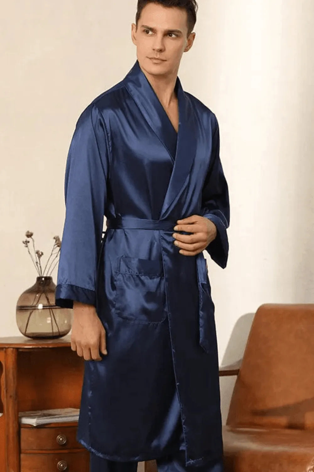 Peignoir confortable bleu marine pour homme