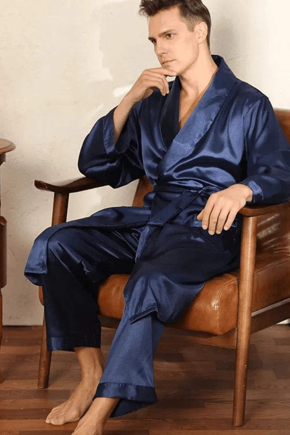 Peignoir confortable bleu marine pour homme