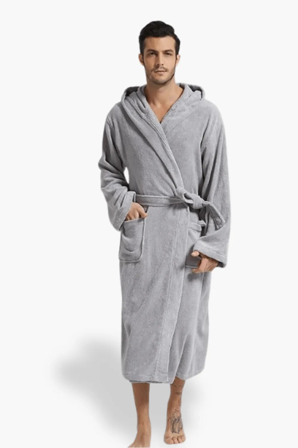 Peignoir homme douillet avec capuche pour hiver