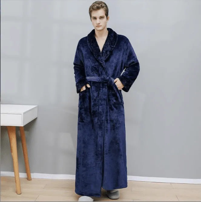 Peignoir homme chaud parfait pour l'hiver douillet bleu / xl Peignoir et bain