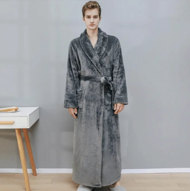 Peignoir homme chaud parfait pour l'hiver douillet gris / xl Peignoir et bain
