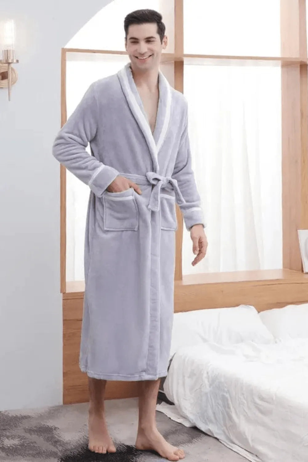 Peignoir polaire douillet pour homme hiver chaud