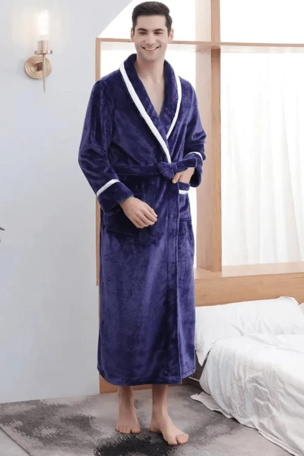 Peignoir polaire douillet pour homme hiver chaud