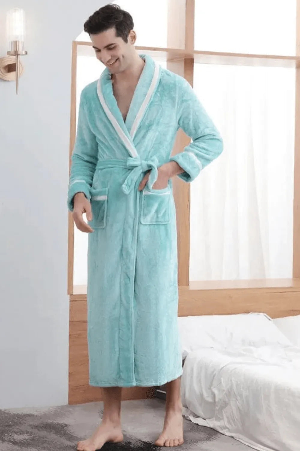 Peignoir polaire douillet pour homme hiver chaud