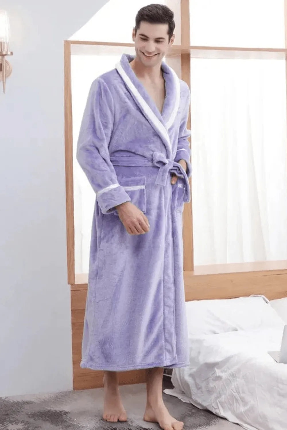 Peignoir polaire douillet pour homme hiver chaud