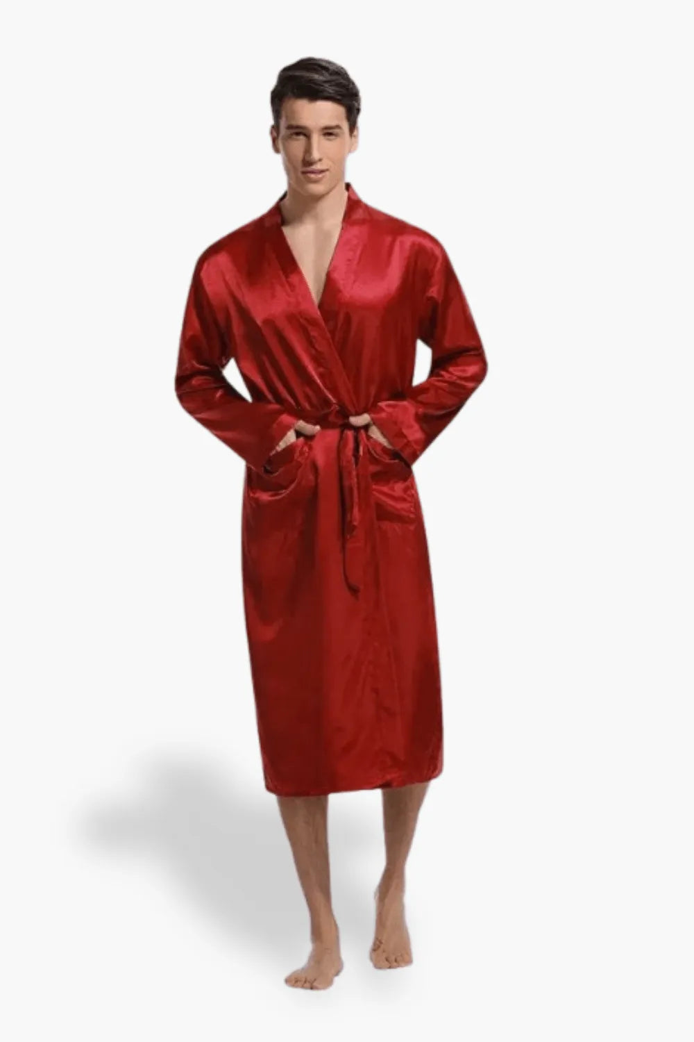 Peignoir homme rouge élégant pour moments cocooning