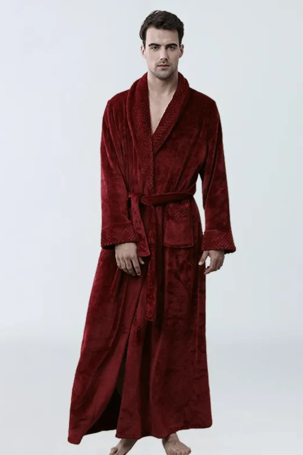 Peignoir homme rouge élégant pour détente chaleureuse