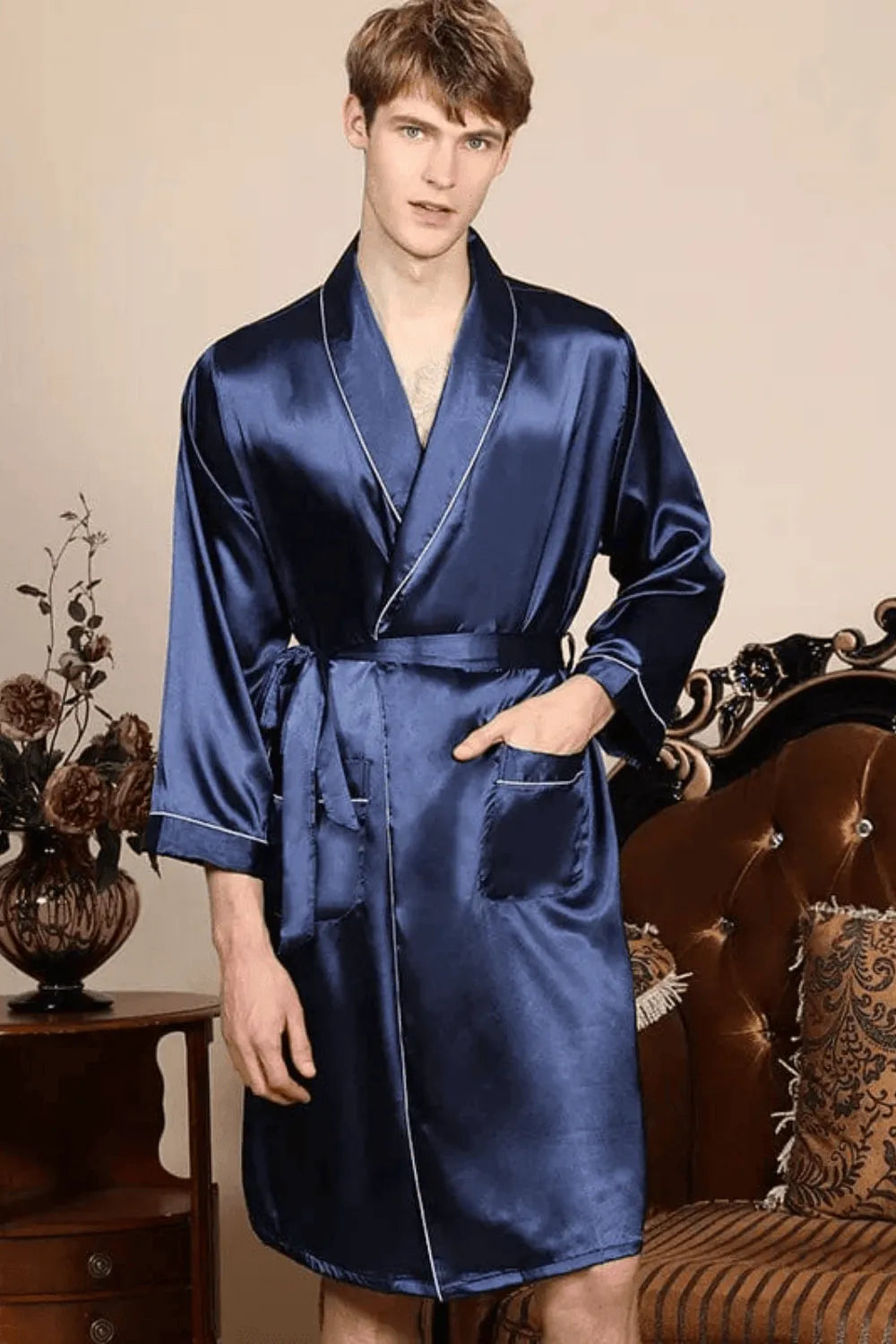 Peignoir confortable homme XXL pour détente maison