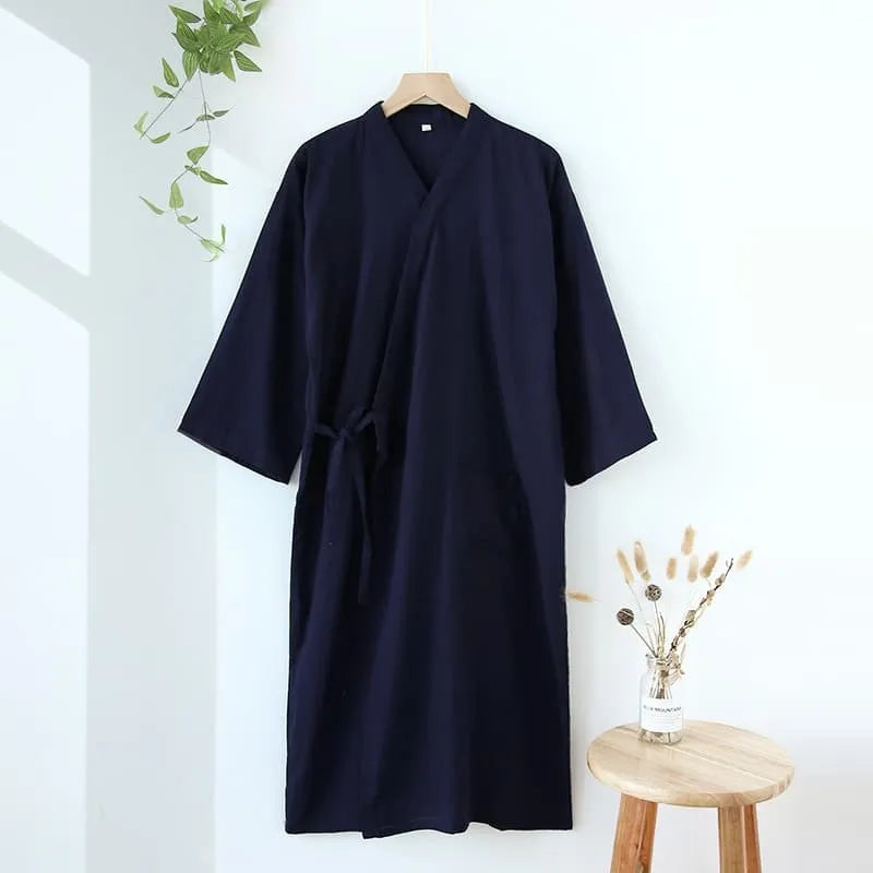 Peignoir japonais élégant en coton léger pour détente bleu / m Peignoir et bain