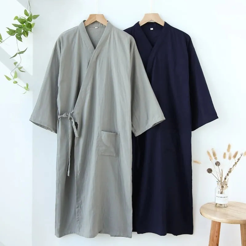 Peignoir japonais élégant en coton léger pour détente Peignoir et bain