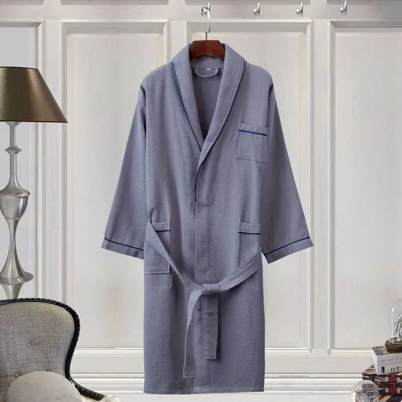 Peignoir japonais élégant style yukata pour détente gris / l Peignoir et bain