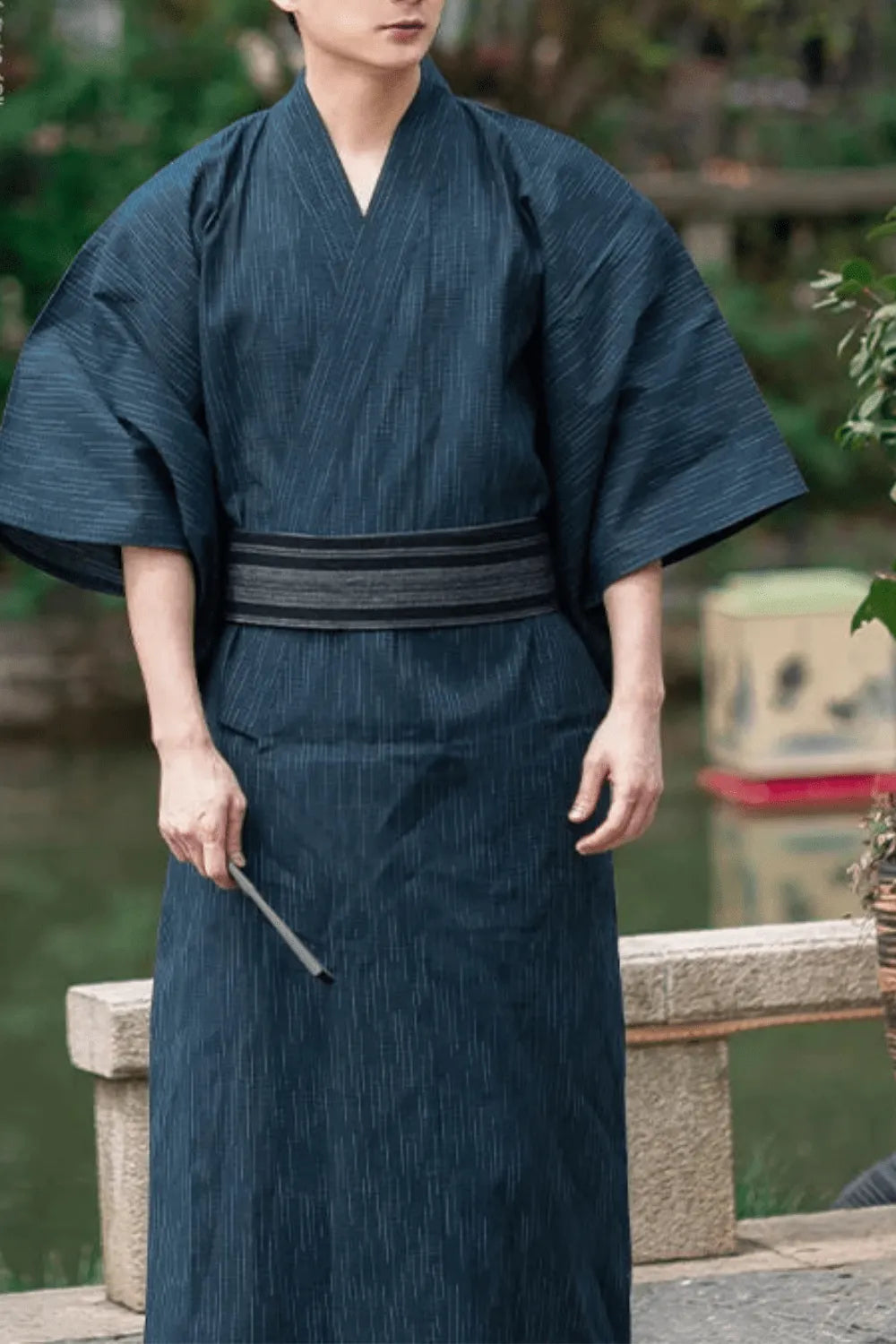 Peignoir japonais traditionnel élégant pour homme Bleu marine / 1m60 à 1m90 ≃ 80kg Peignoir et bain
