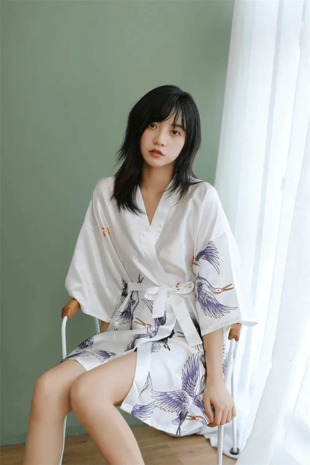 Peignoir kimono élégant pour détente à la maison