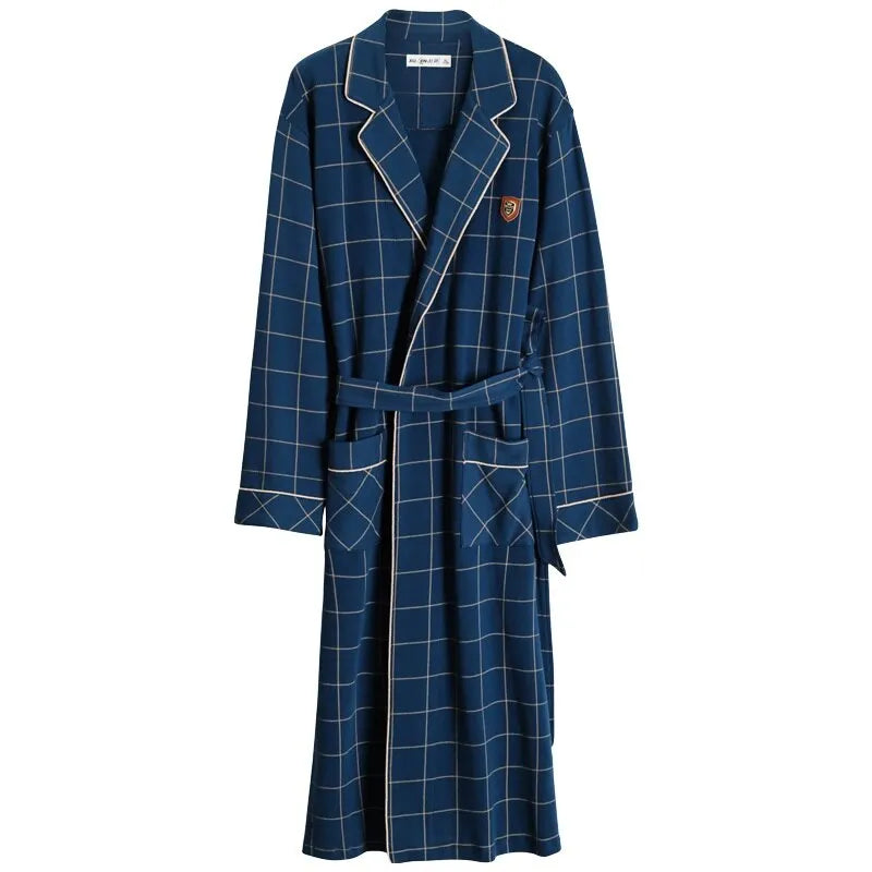 Peignoir kimono à carreaux élégant pour homme bleu / m Peignoir et bain