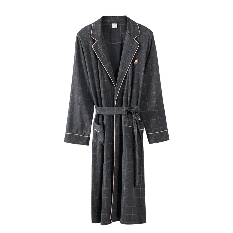 Peignoir kimono à carreaux élégant pour homme gris / m Peignoir et bain