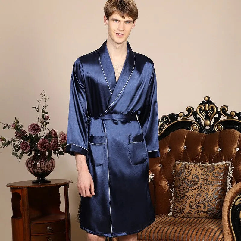 Peignoir kimono bleu élégant pour homme m Peignoir et bain