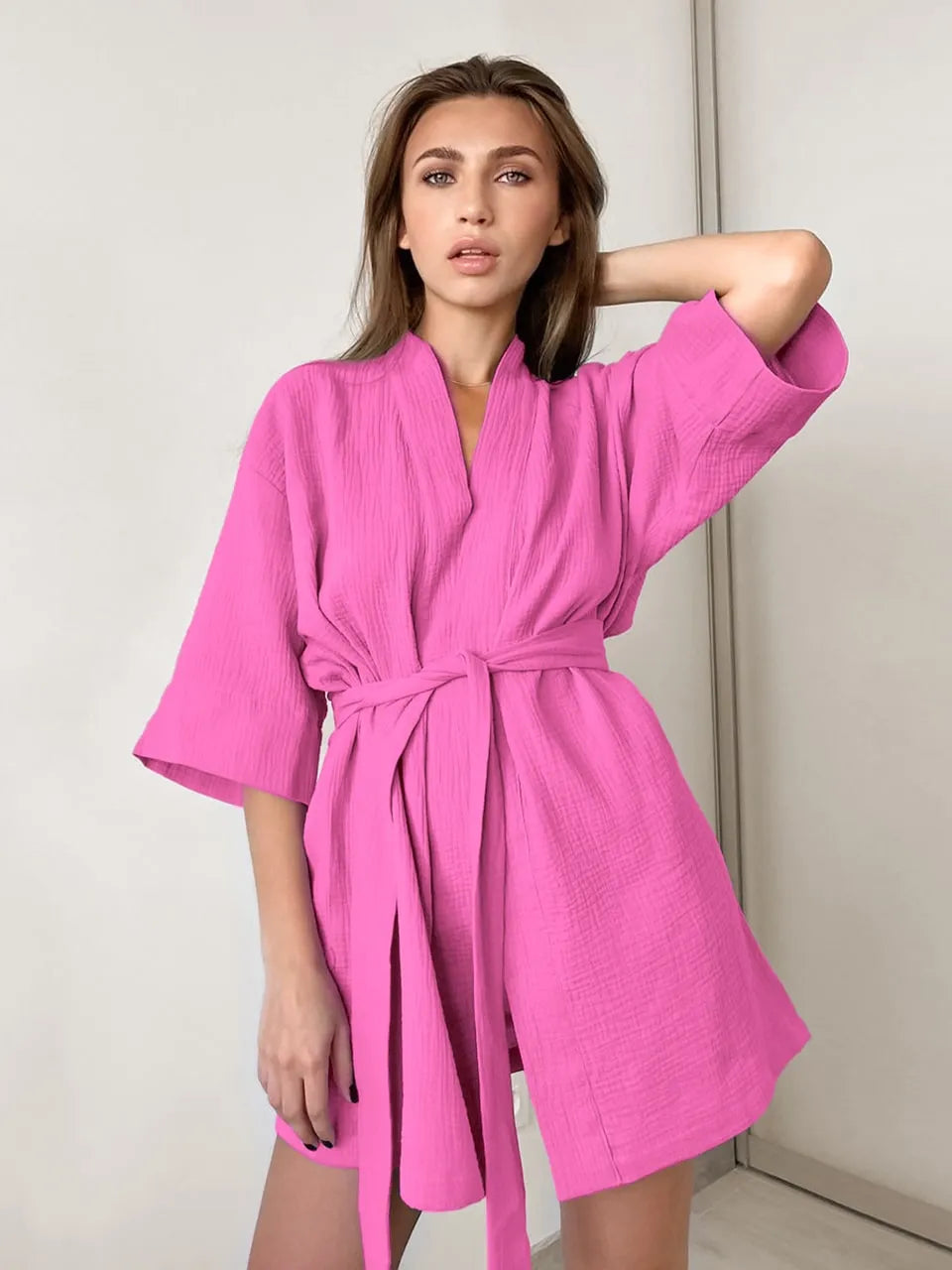 Peignoir kimono court élégant pour femme Peignoir et bain