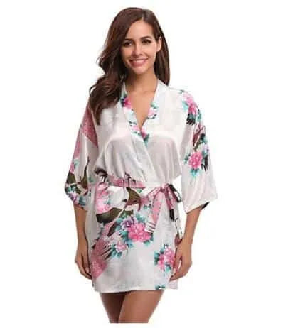 Peignoir kimono court traditionnel style élégant blanc / s Peignoir et bain